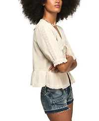 Lucky Brand Women's Peter Pan Peplum Blouse