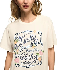 Lucky Brand Women's Floral Frame Graphic T-Shirt