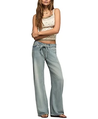 Lucky Brand Women's Wide Leg Liquid Denim Luxe Palazzo Jeans