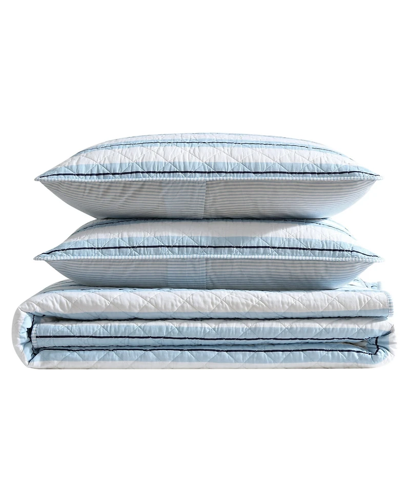 Nautica Tim Stripe Cotton Reversible 3-Pc. Quilt Set, Full/Queen
