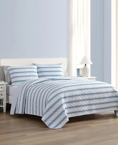 Nautica Tim Stripe Cotton Reversible 3-Pc. Quilt Set, King