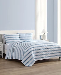 Nautica Tim Stripe Cotton Reversible 3-Pc. Quilt Set, King