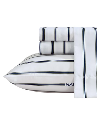 Nautica Inline Printed Microfiber 4-Pc. Sheet Set, Queen