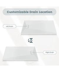 Casainc Wheelchair-Friendly Shower Base with Non-Slip Surface, Reversible Drain, Smc Cover and Flashing Kits