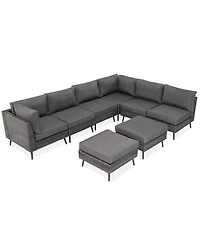 Decksplore 8 Piece Outdoor Sectional Sofa Pe Rattan Patio Conversation Sets, All Weather Patio Furniture Set