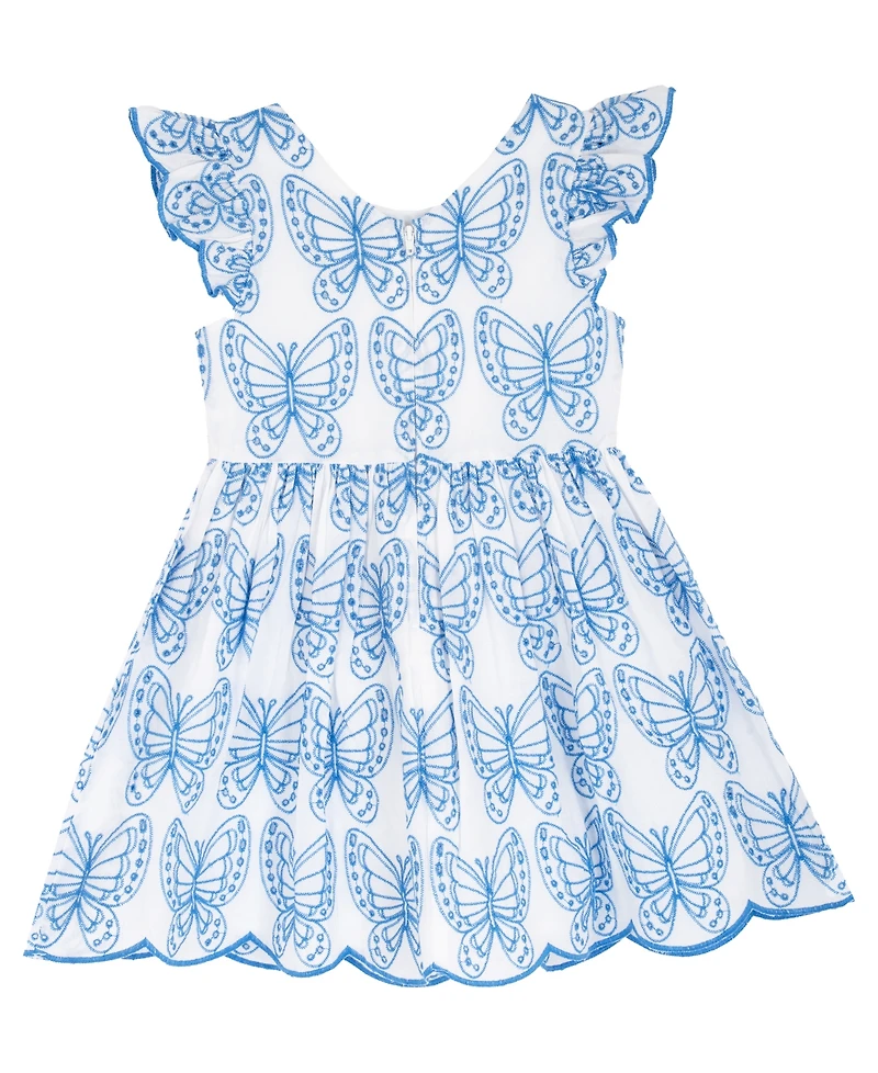 Rare Editions Girls' 2T-6X Eyelet Flutter Sleeve Dress