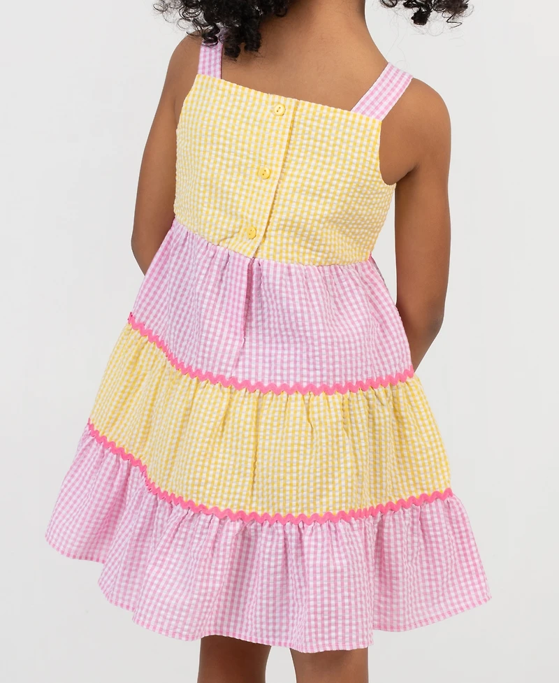 Rare Editions Girls' 2T-6X Tiered Seersucker Dress