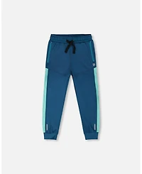 Deux par Deux Boy's Athletic Pants in Polyester Teal