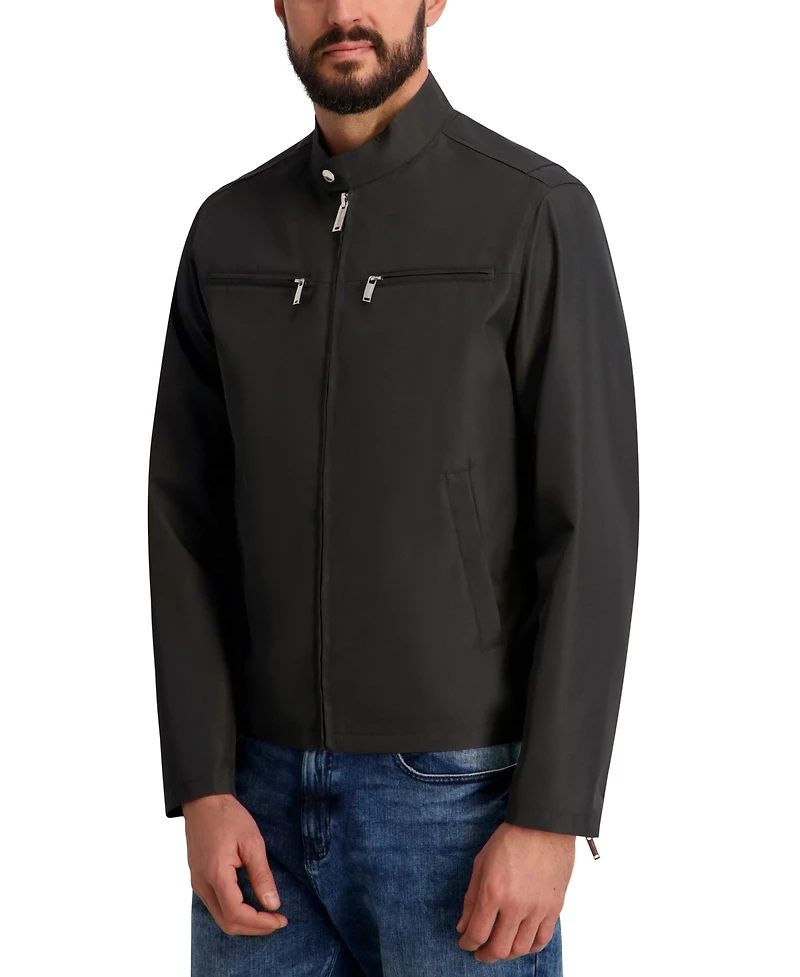 Karl Lagerfeld Paris Men's Lightweight Band-Collar Jacket