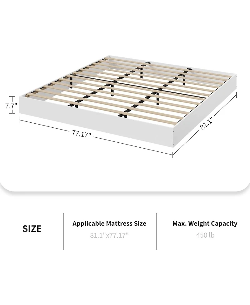 Gaomon Wood Platform Bed Frame, Solid Wood, No Headboard, Floor-Standing, Sturdy Slat Support, Box Spring Needed