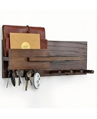 Yigii Solid Wood Mail Key Holder Wall Organizer