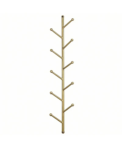 Yigii 8-Branch Wall Mounted Metal Coat Rack with Gold Finish for Hats, Coats, Bags
