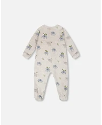 Deux par Baby Boys Cotton One-Piece Pyjama Grey Elephant Print