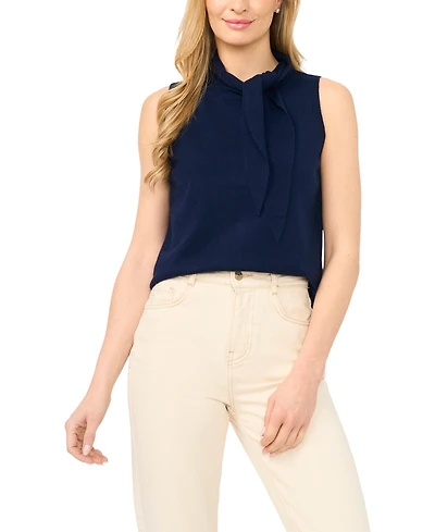 CeCe Women's Tie Neck Tank Sweater