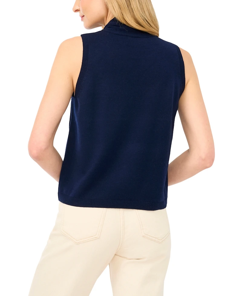 CeCe Women's Tie Neck Tank Sweater