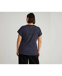 Universal Standard Women's Plus Crescent Breton Stripe Knot Tee
