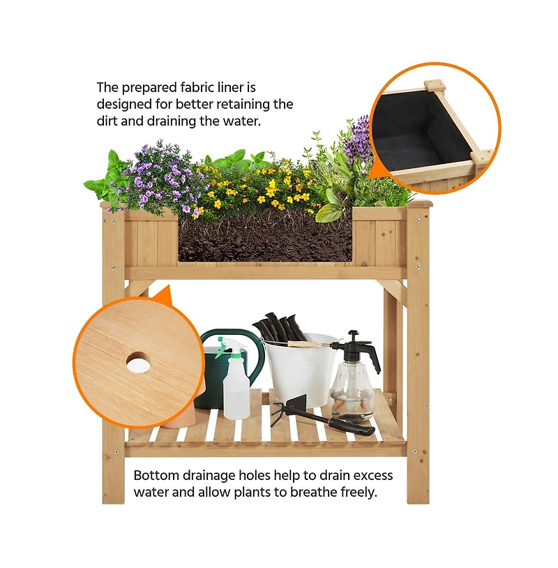 Yaheetech 8-Pocket Wood Elevated Garden Planter with Fabric Liner
