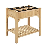Yaheetech 8-Pocket Wood Elevated Garden Planter with Fabric Liner