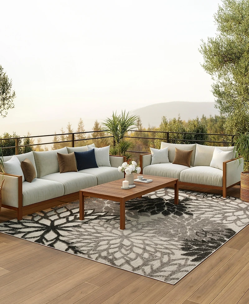 Nourison Home Aloha ALH05 Silver 7' x 10' Outdoor Area Rug