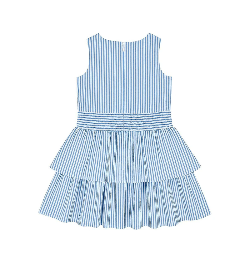 Florence Eiseman Big Girls Seersucker Dress with Waist Ruching