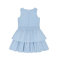 Florence Eiseman Big Girls Seersucker Dress with Waist Ruching