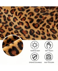Yigii Leopard Print Storage Bin with Zipper Lid, Pu Leather Handles, Pp Plastic Board, Foldable, Washable,Large