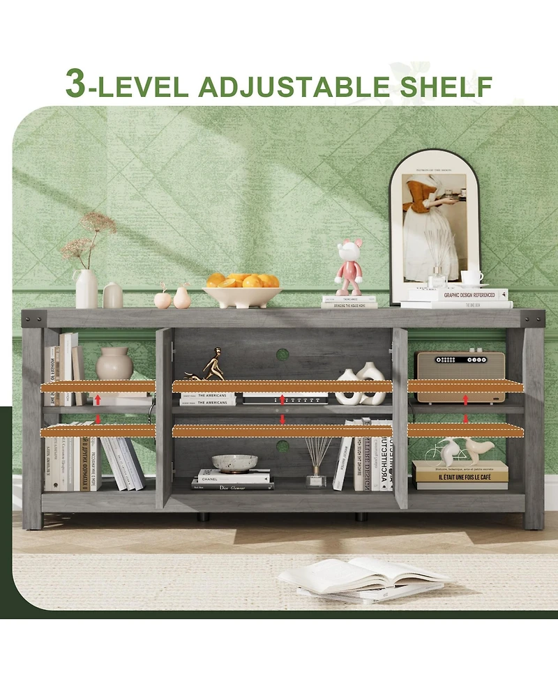 gaomon 60" Farmhouse Tv Stand for 65" TVs, Entertainment Center Console with Storage Shelves