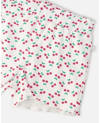 Deux par Deux Big Girls Rib Shorts White Printed Cherries