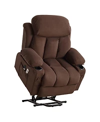 Clihome Power Lift Recliner Chair with Heat and Massage Electric Fabric for Elderly Side Pocket, Remote Control Living Room