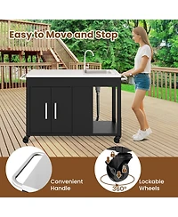 Ecooso 56 Inches Outdoor Grill Table with Sink and Stainless Steel