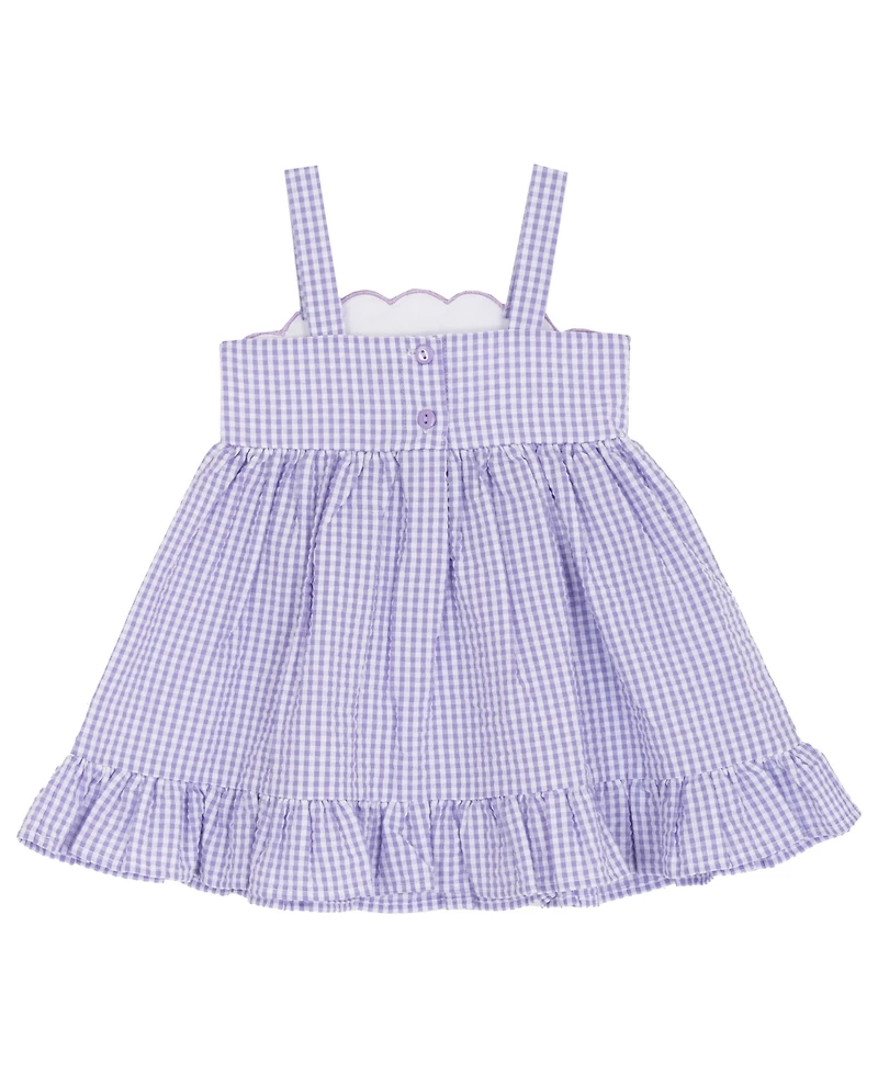 Rare Editions Baby Girls' Lilac Scalloped Seersucker Square Neck Dress and Panty, 2-Piece Set