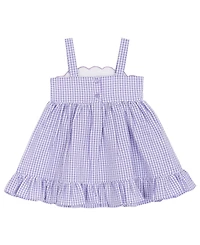 Rare Editions Baby Girls' Lilac Scalloped Seersucker Square Neck Dress and Panty, 2-Piece Set