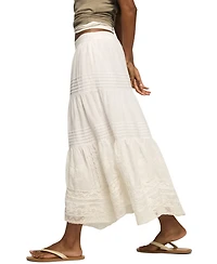 Lucky Brand Women's Lace Trim Mix Midi Skirt