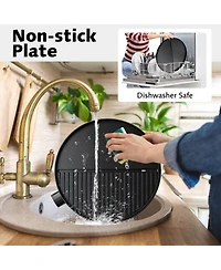 Ecooso Electric Bbq Grill 1200W Indoor Outdoor Grill with 2-Zone Non-Stick Grilling Plate