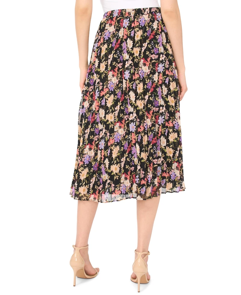 CeCe Women's Sunburst Pleat Detail Midi Skirt