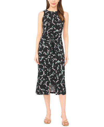 CeCe Women's Sleeveless Wrap Knit Crew Neck Midi Dress