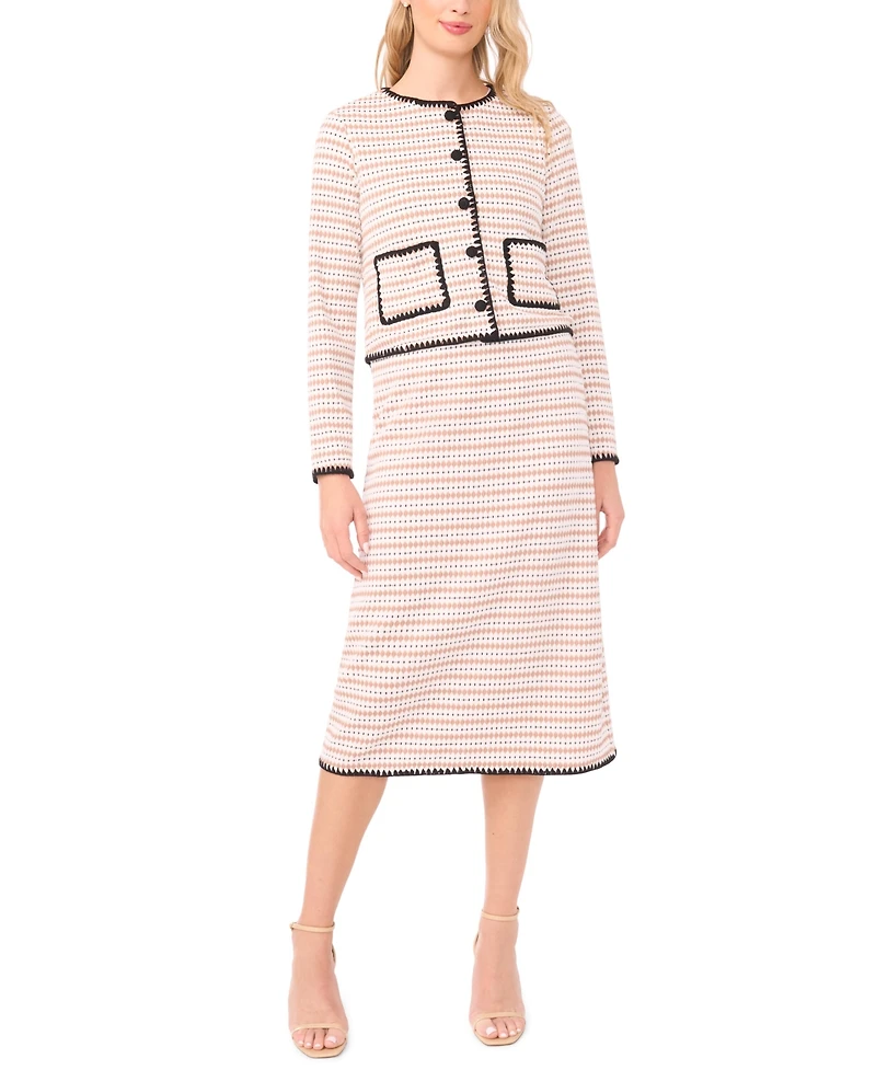 CeCe Women's Crochet Detail Knit Midi Skirt