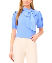 CeCe Women's Short-Sleeve Tie Neck Bow Detail Top