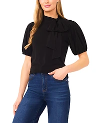 CeCe Women's Short-Sleeve Tie Neck Bow Detail Top