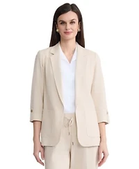 Jones New York Womens Notch Collar Linen Blend Jacket