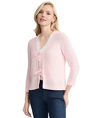 Jones New York Women's Tie-Front 3/4-Length Sleeve Cardigan