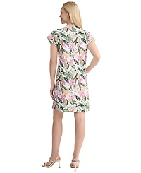Jones New York Women's Printed Crewneck Linen Mini Dress