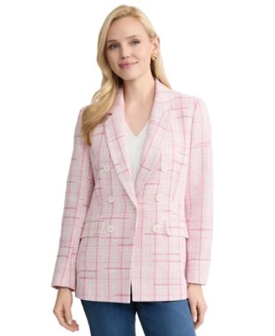 Jones New York Womens One Button Notch Collar Tweed Jacket