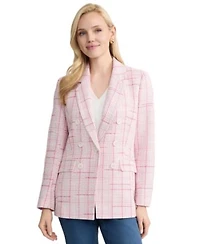 Jones New York Womens One Button Notch Collar Tweed Jacket