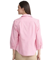 Jones New York Women's Striped Collared Neck Shirt