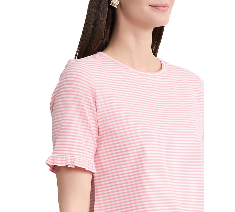Jones New York Petite Elbow Ruffle-Sleeve Crewneck T-Shirt