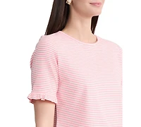 Jones New York Petite Elbow Ruffle-Sleeve Crewneck T-Shirt