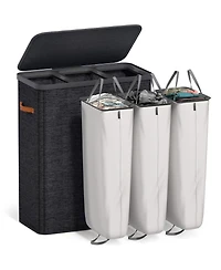Sorbus 3-Compartment Laundry Basket with Removable Bag - Durable Organizer for Bathroom, Bedroom, or Room Space Saving Design