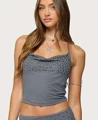 Edikted Women's Klara Studded Cowl Neck Halter Top