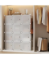 gaomon Space-Saving Modular Shoe Storage Cabinet – 12-Cube Stackable Organizer with Doors